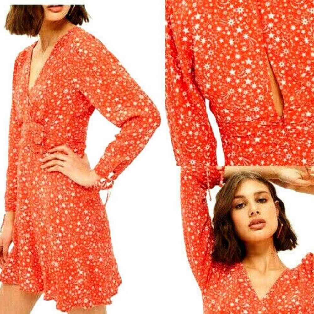 TOPSHOP 🌺 Womens   Red Rocket Man Tea Dress Star